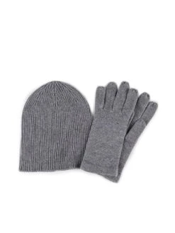 TOTES Cashmere Blend Hat And Glove Set - Grey Marl