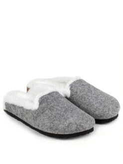 TOTES Ladies Cork Sole Nordic Felt Mule Slipper - Grey