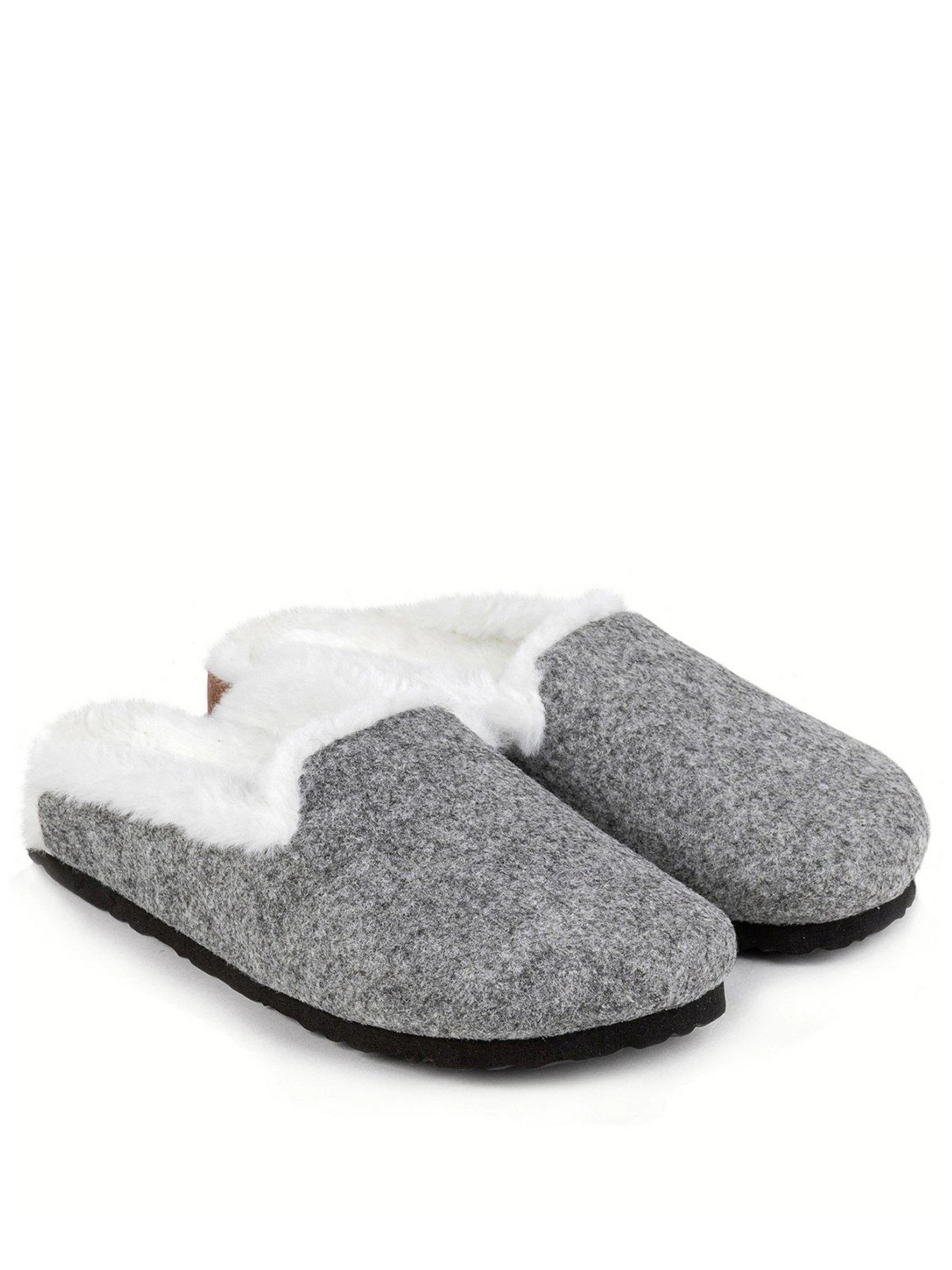 TOTES Ladies Cork Sole Nordic Felt Mule Slipper - Grey 3 TOTES Ladies Cork Sole Nordic Felt Mule Slipper - Grey