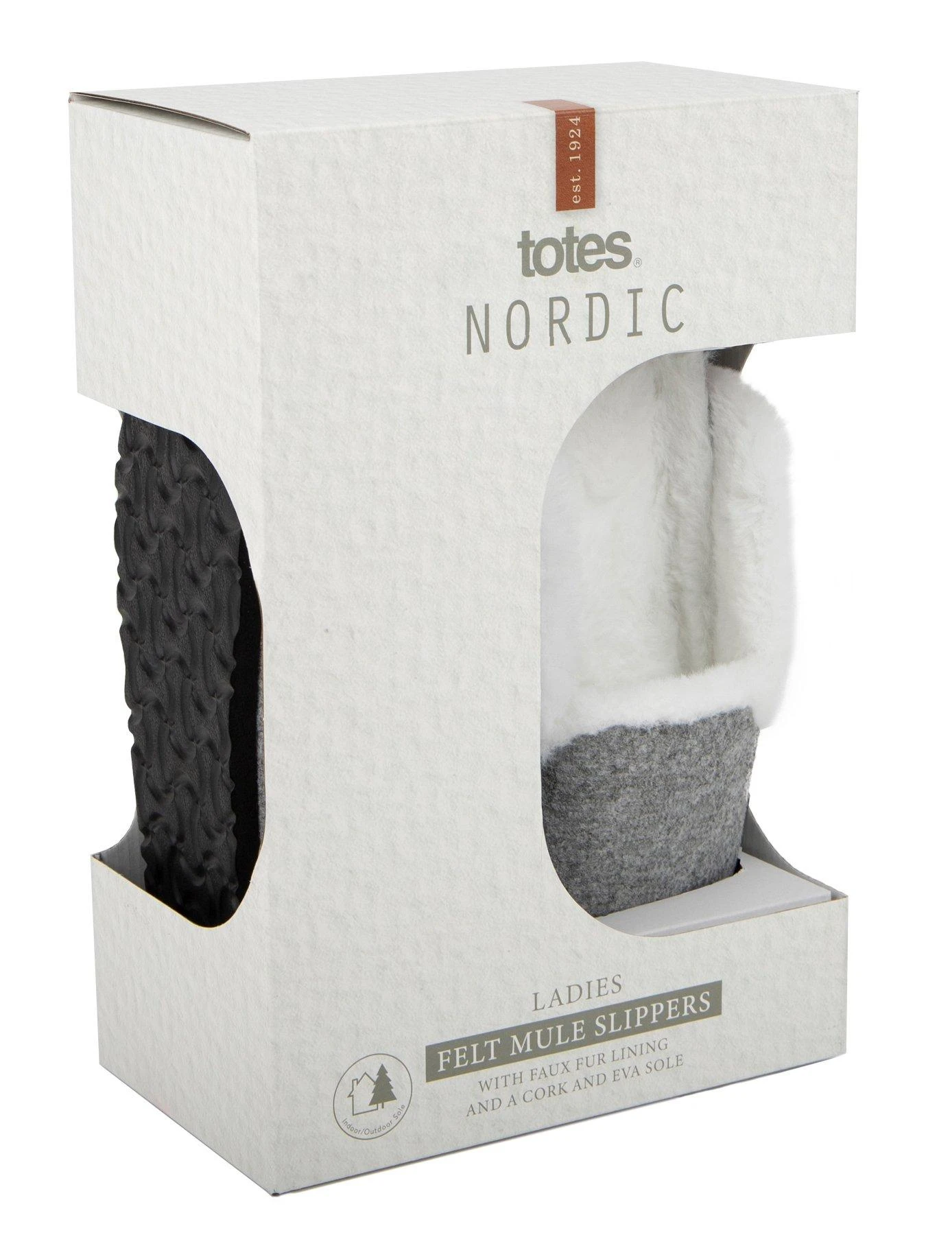 TOTES Ladies Cork Sole Nordic Felt Mule Slipper - Grey 7 TOTES Ladies Cork Sole Nordic Felt Mule Slipper - Grey - Image 5