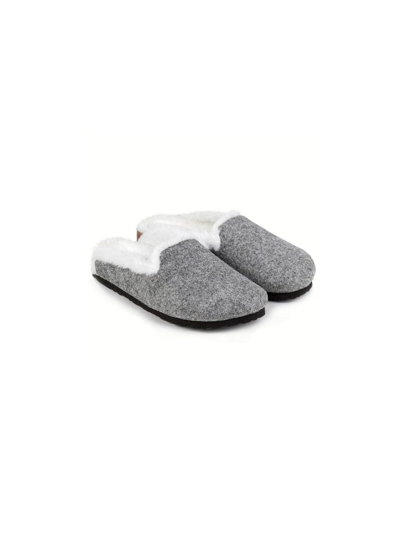 TOTES Ladies Cork Sole Nordic Felt Mule Slipper - Grey 8 TOTES Ladies Cork Sole Nordic Felt Mule Slipper - Grey - Image 6
