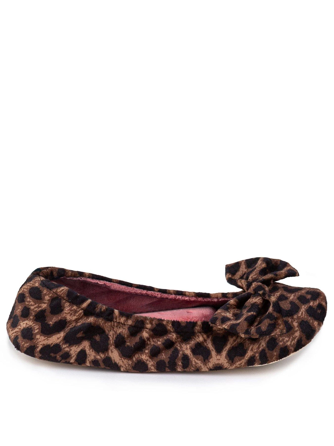 TOTES Isotoner Big Bow Velour Ultra Comfort Ballet Slipper - Pink 4 TOTES Isotoner Big Bow Velour Ultra Comfort Ballet Slipper - Pink - Image 2