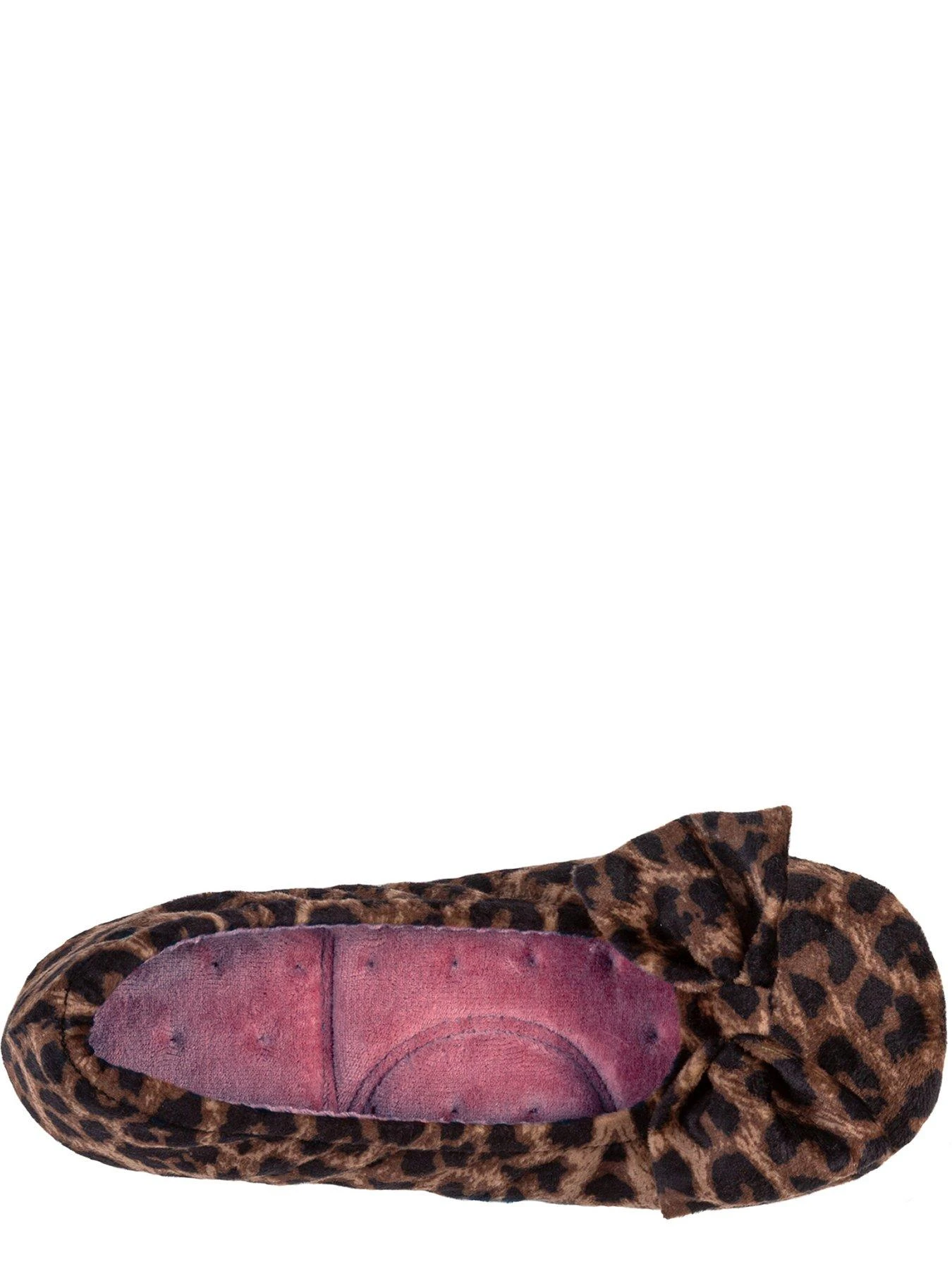 TOTES Isotoner Big Bow Velour Ultra Comfort Ballet Slipper - Pink 5 TOTES Isotoner Big Bow Velour Ultra Comfort Ballet Slipper - Pink - Image 3