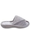 TOTES Isotoner Popcorn Turnover Open Toe 360 Comfort Slider - Pale Grey