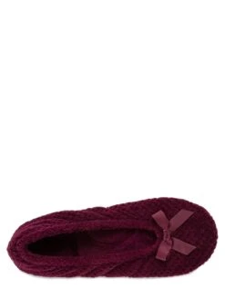 TOTES Popcorn Ballet Slipper With Bow - Burgundy -Totes TFWU7 SQ4 0000000151 BURGUNDY SLt