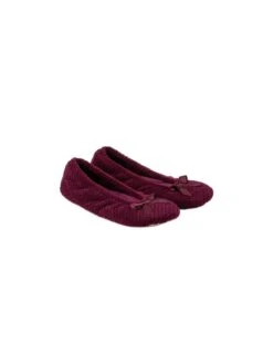 TOTES Popcorn Ballet Slipper With Bow - Burgundy -Totes TFWU7 SQ7 0000000151 BURGUNDY ICf