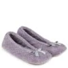 TOTES Isotoner Popcorn Ballet Slipper With Bow - Grey -Totes TFWUG SQ1 0000000005 GREY SLs