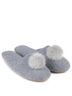 TOTES Cashmere Wool Blend Mule Slipper - Grey