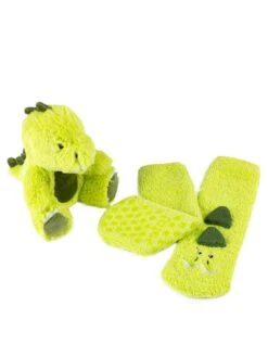 TOTES Plush Toy And Supersoft Slipper Socks Set - Green 