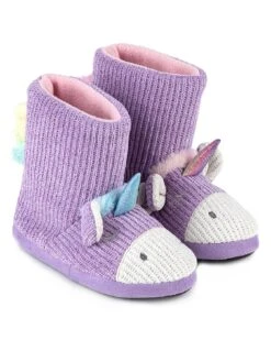 TOTES Girls Unicorn Slipper Boot- Lilac