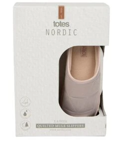 TOTES Premium Quilted Mule Slipper - Pink -Totes TY7KX SQ2 0000000063 PINK SLb