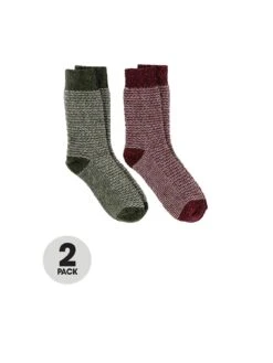 TOTES Mens Wool Blend Textured Socks - Multi