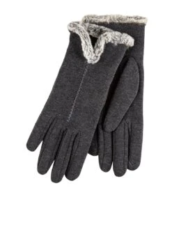 TOTES Thermal Smartouch Gloves With Tipped Faux Fur Cuff - Grey