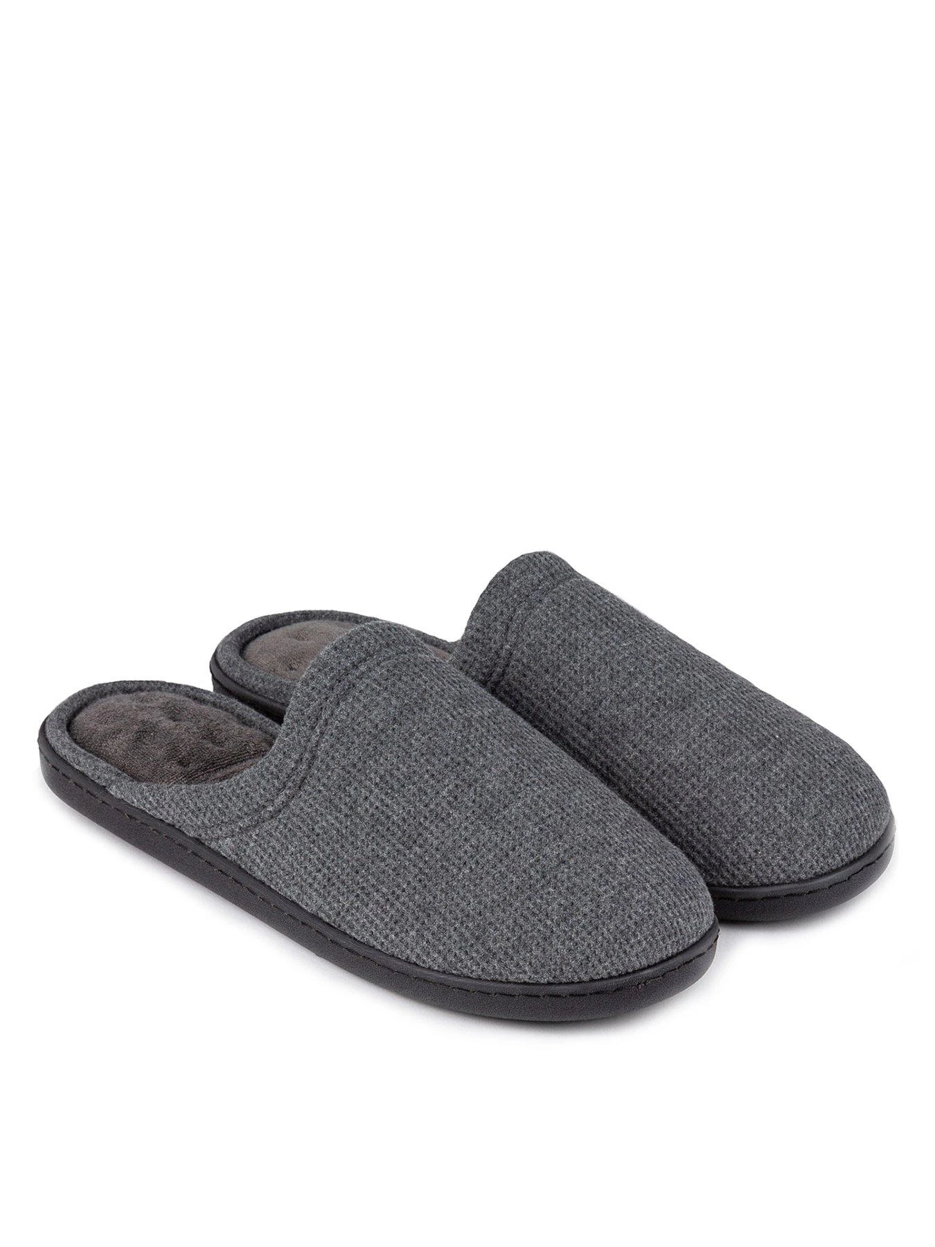 TOTES Waffle Mule With 360 Comfort & Pillowstep Slipper - Dark Grey 3 TOTES Waffle Mule With 360 Comfort & Pillowstep Slipper - Dark Grey