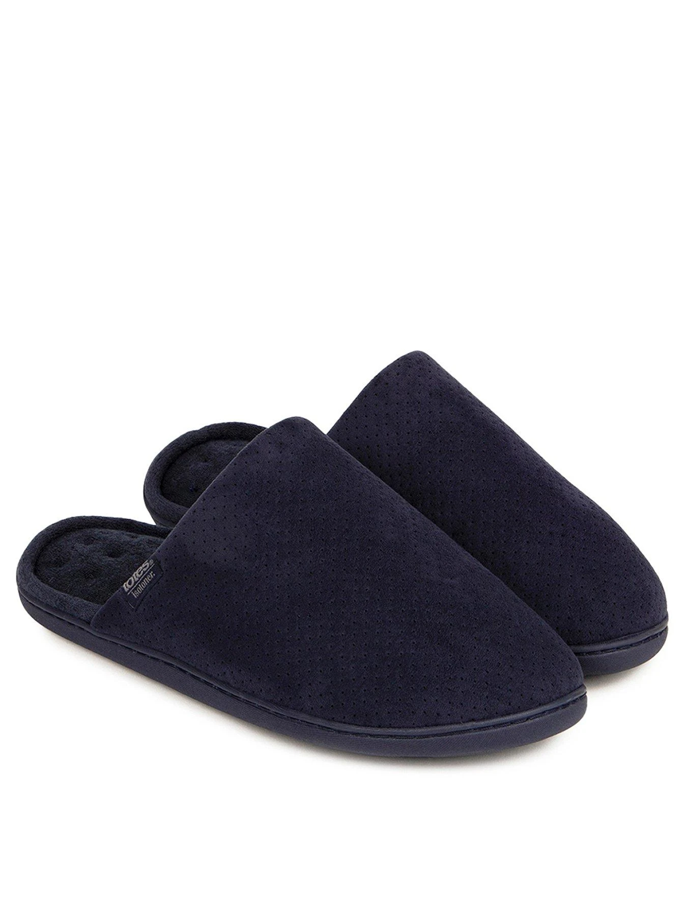 TOTES Mens Airtex Suedette Mule Slippers With 360 Comfort & PillowStep - Navy 4 TOTES Mens Airtex Suedette Mule Slippers With 360 Comfort & PillowStep - Navy - Image 2