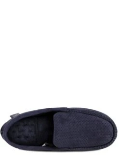 TOTES Mens Airtex Suedette Moccasin Slippers With Memory Foam & Pillowstep - Navy -Totes UHHKW SQ4 0000000048 NAVY SLt