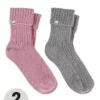 TOTES 2pk Ladies Turnover Socks - Grey/Pink -Totes UN3XX SQ1 0000000289 GREY PINK PKf