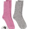 TOTES 2pk Ladies Wool Blend Socks - Grey/Pink