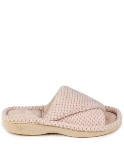 TOTES Popcorn Turnover Open Toe Slider With 360 Comfort - Natural