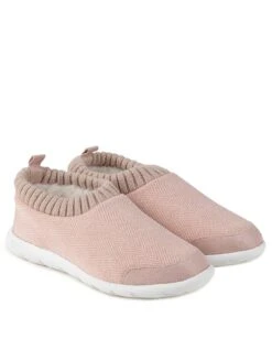 TOTES Isotoner Ladies Iso- Flex Herringbone Bootie Slipper - Pink