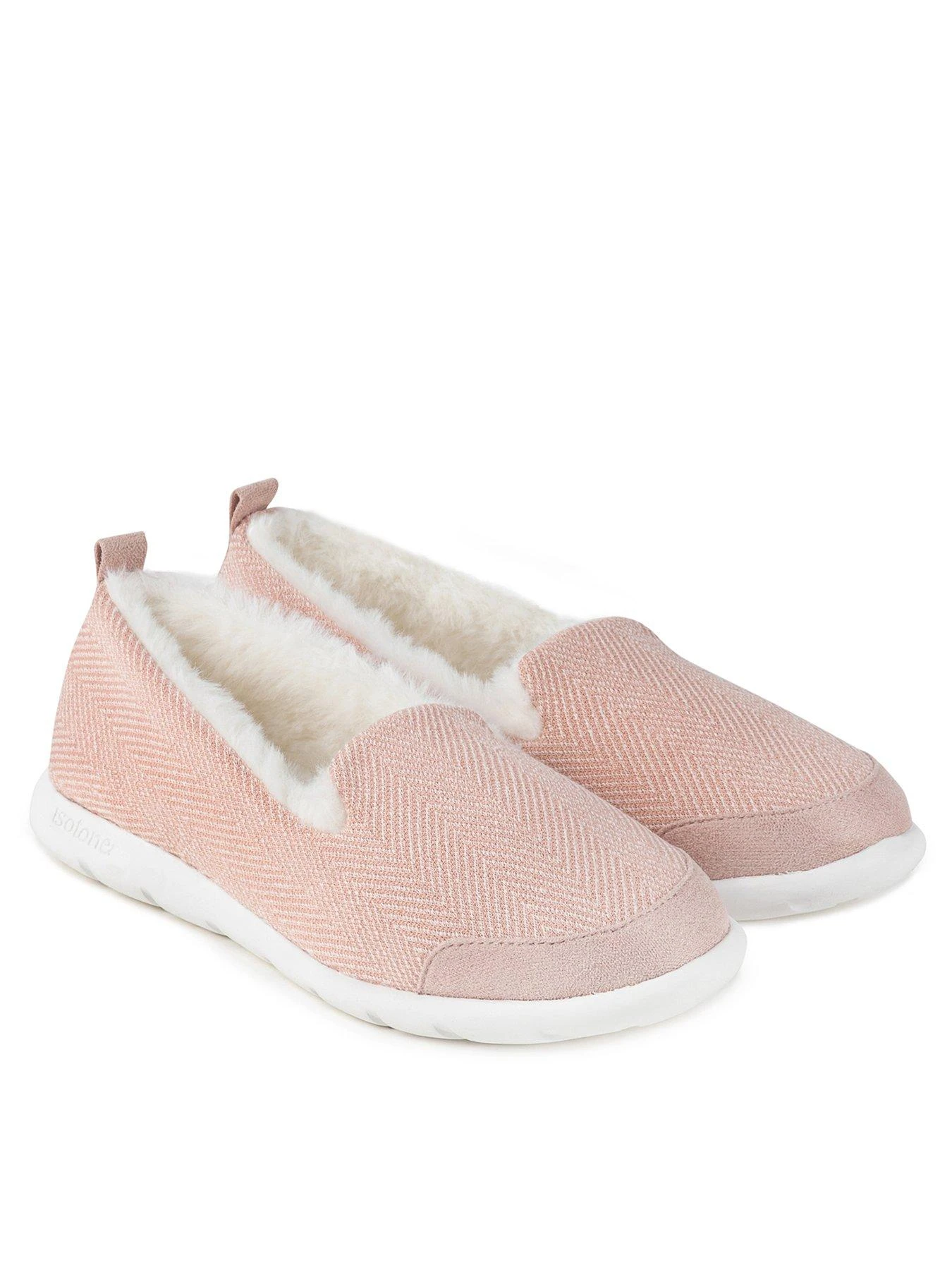 TOTES Isotoner Ladies Iso-flex Herringbone Full Back Slipper - Pink 3 TOTES Isotoner Ladies Iso-flex Herringbone Full Back Slipper - Pink