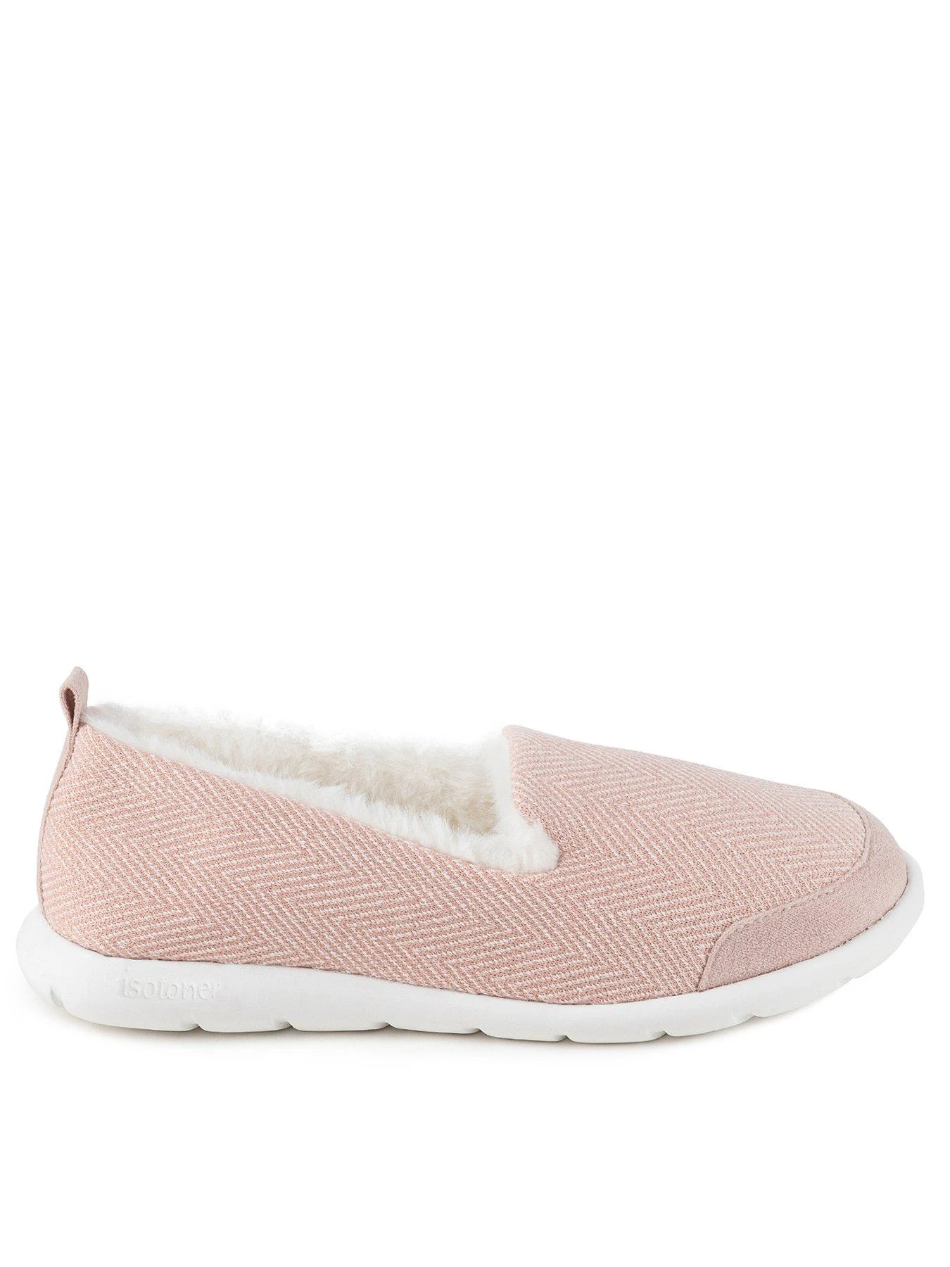 TOTES Isotoner Ladies Iso-flex Herringbone Full Back Slipper - Pink 4 TOTES Isotoner Ladies Iso-flex Herringbone Full Back Slipper - Pink - Image 2