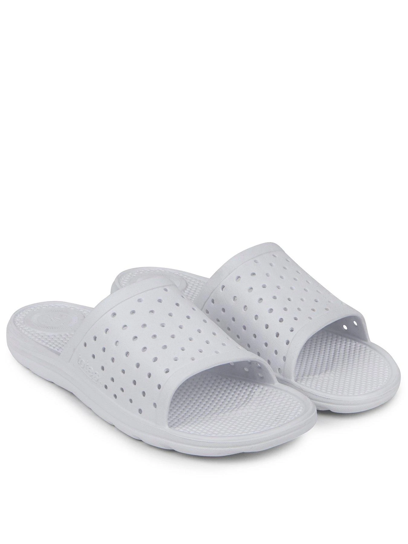 TOTES Ladies Solbounce Perforated Slide Sandals - White 3 TOTES Ladies Solbounce Perforated Slide Sandals - White
