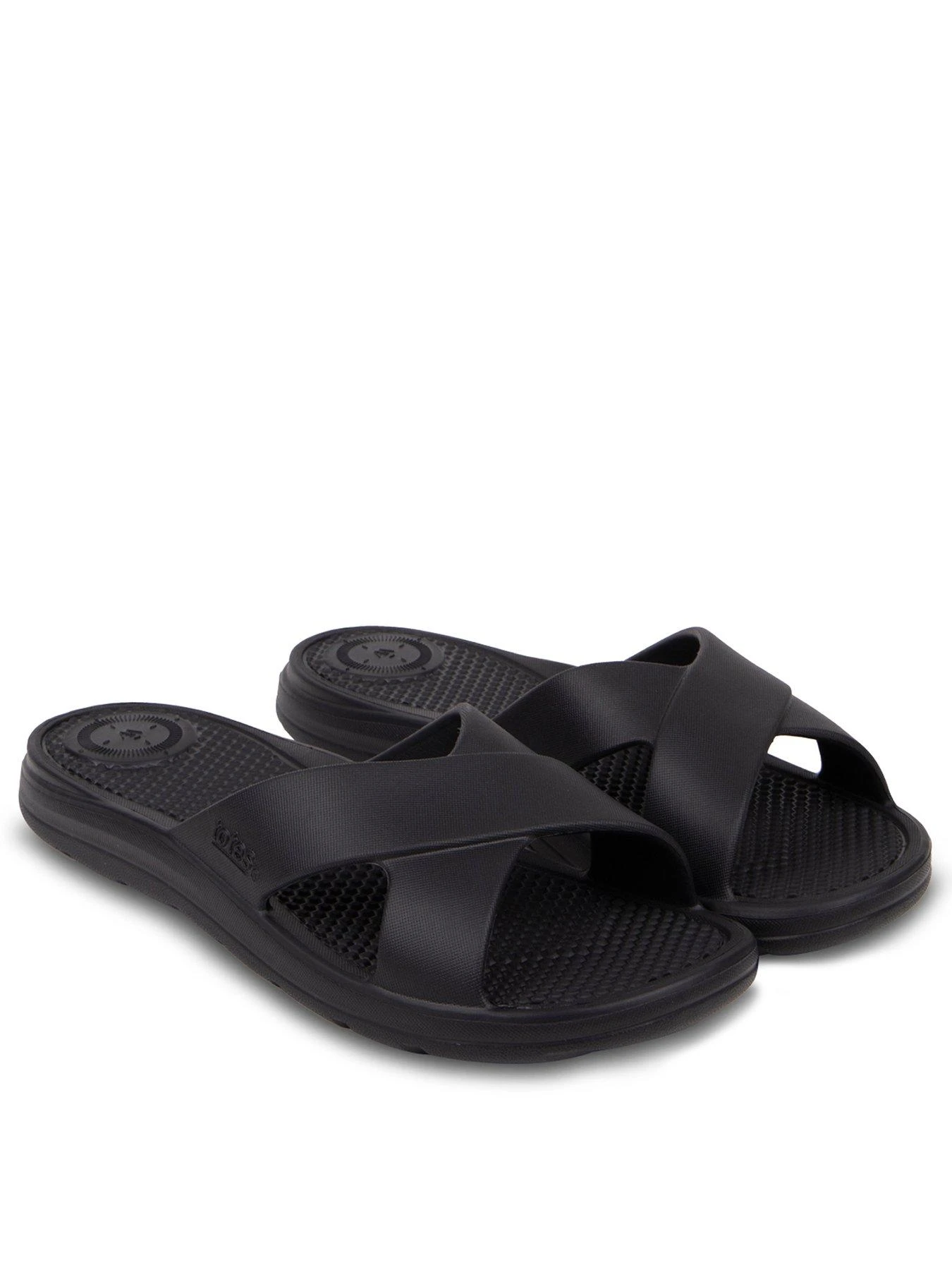 TOTES Ladies Solbounce Cross Slide Sandals - Black 3 TOTES Ladies Solbounce Cross Slide Sandals - Black