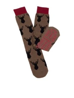 TOTES Mens Original Novelty Slipper Socks - Brown
