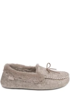 TOTES Isotoner Herringbone Velour Moccasin - Beige -Totes V7G2T SQ3 0000000108 BEIGE SLf