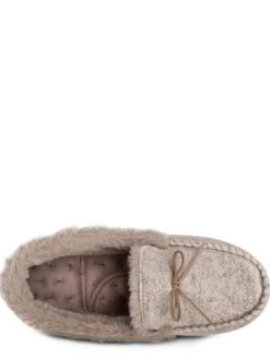 TOTES Isotoner Herringbone Velour Moccasin - Beige -Totes V7G2T SQ4 0000000108 BEIGE SLt