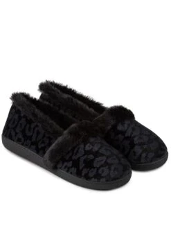 TOTES Animal Velour Full Back Slipper With 360 Comfort,Memory Foam & Pillowstep