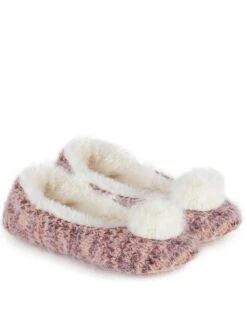 TOTES Fluffy Knit Ballet Slippers - Berry