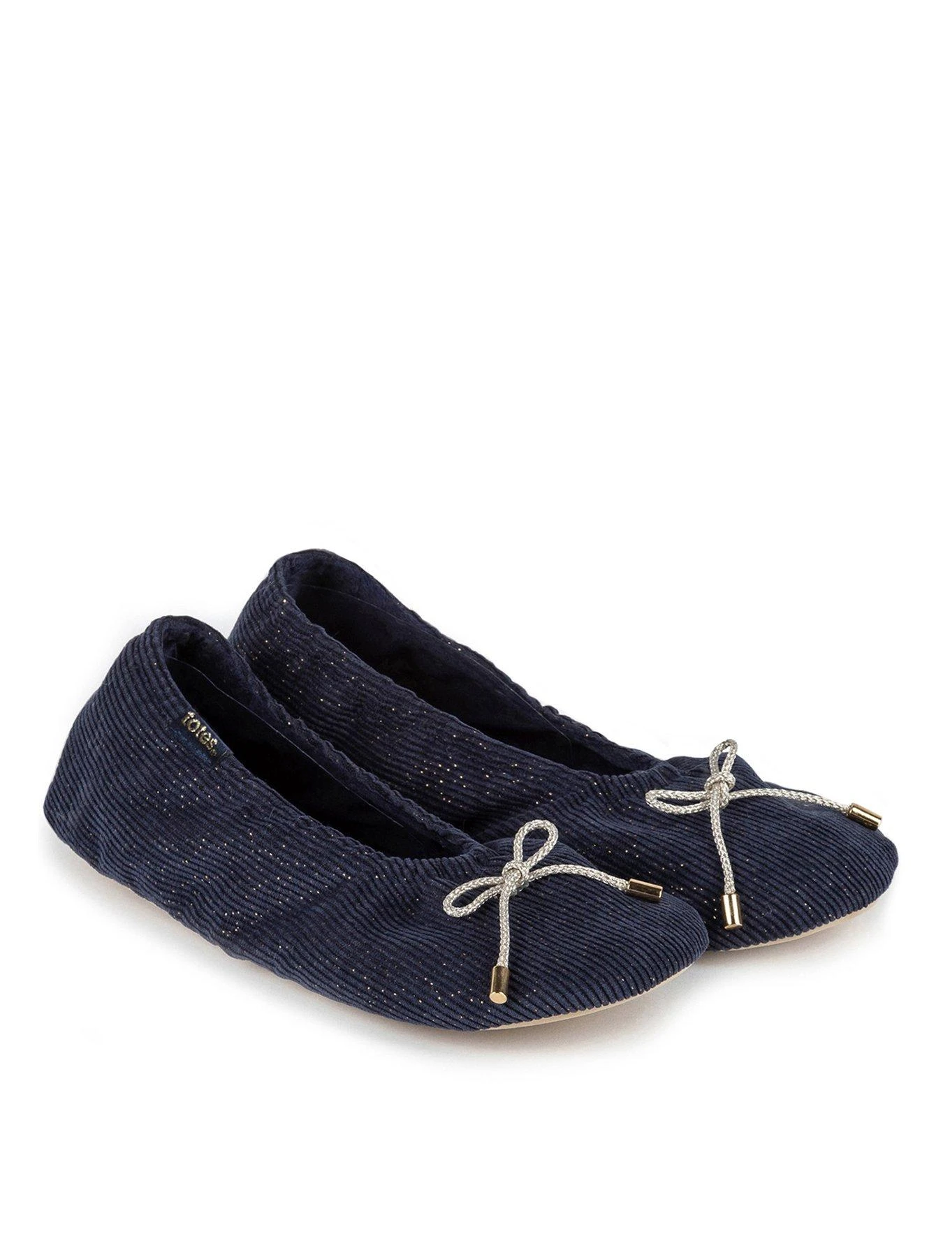 TOTES Ladies Velour Mule Slippers - Navy 3 TOTES Ladies Velour Mule Slippers - Navy