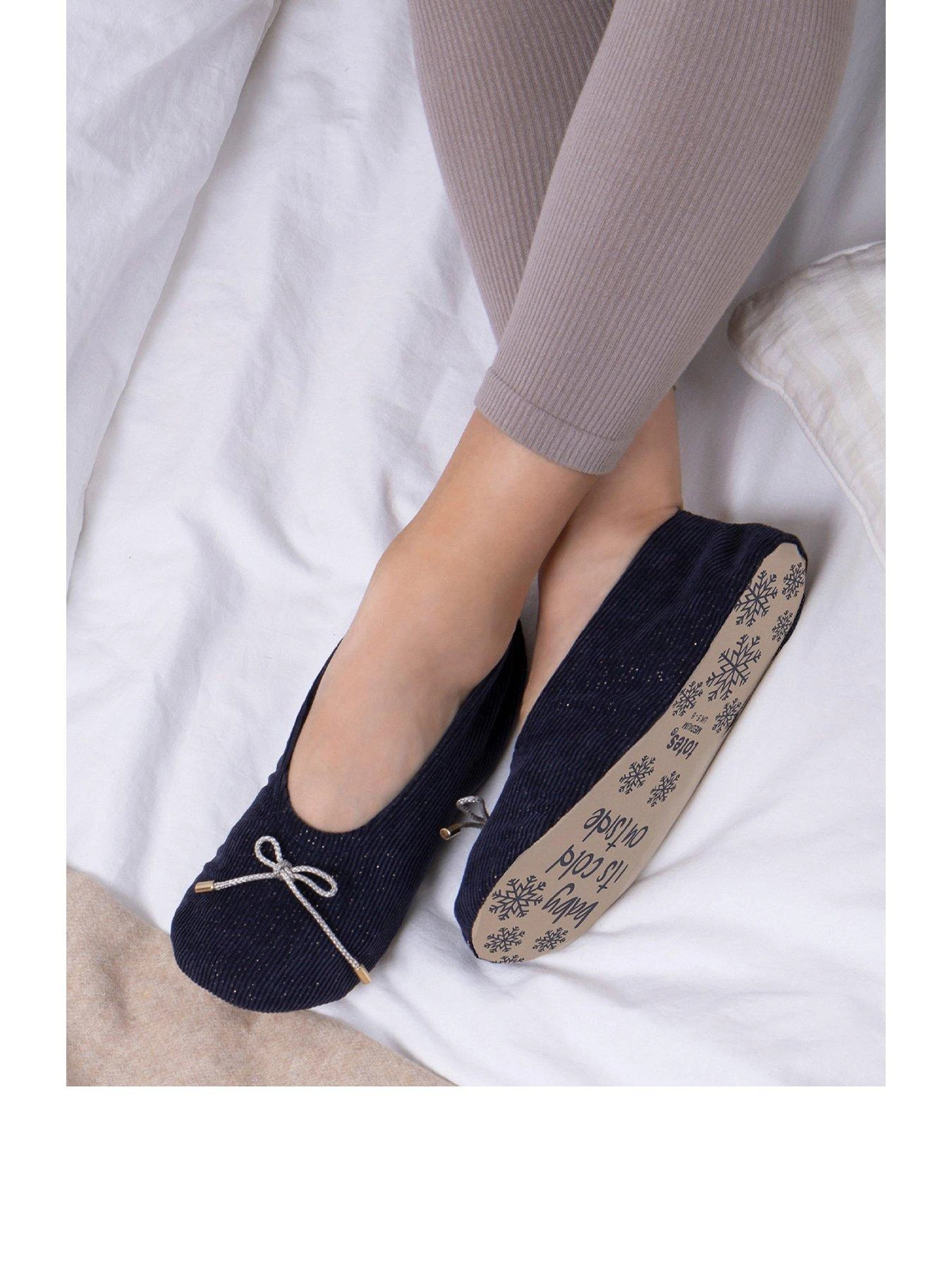TOTES Ladies Velour Mule Slippers - Navy 4 TOTES Ladies Velour Mule Slippers - Navy - Image 2