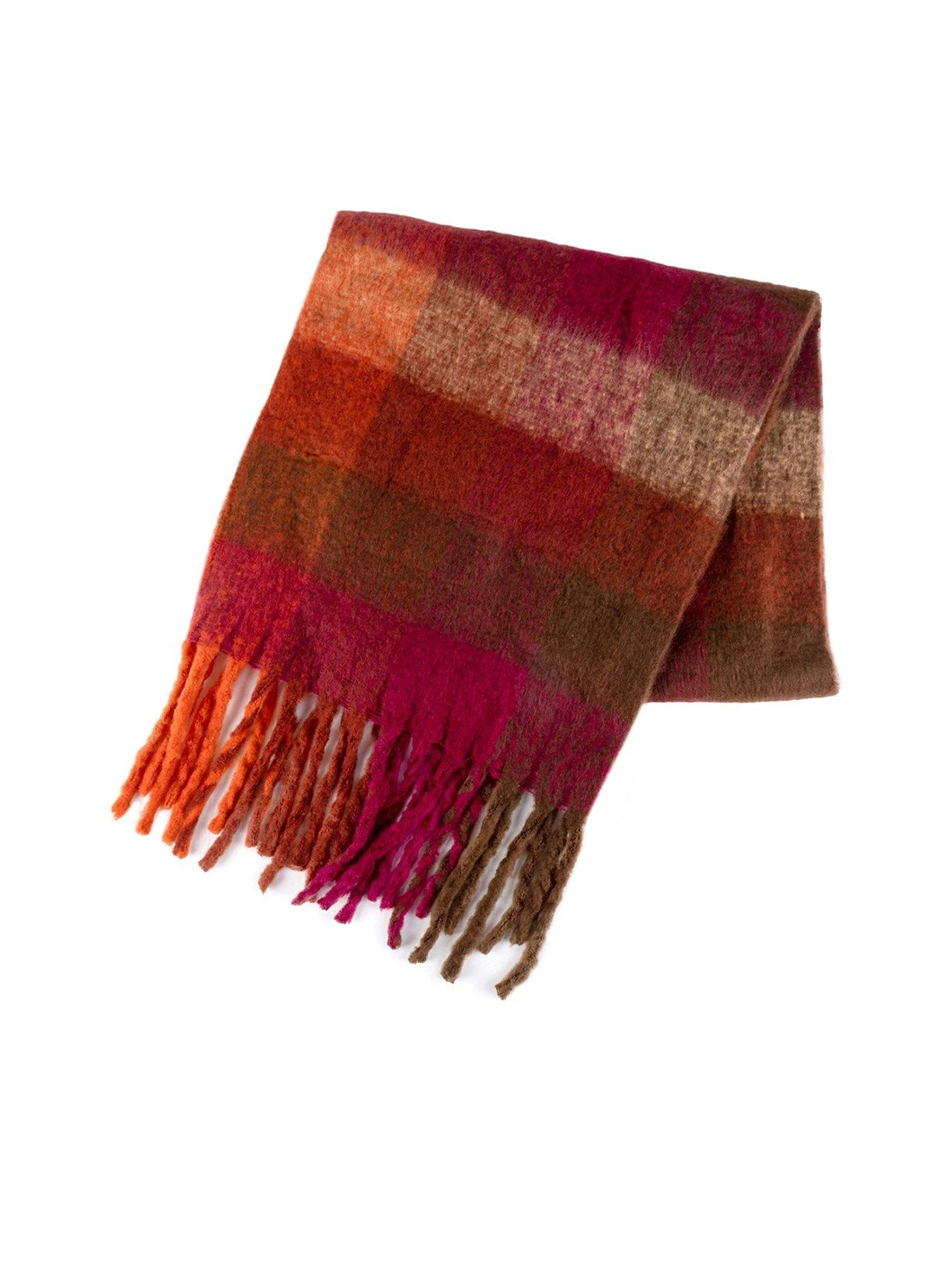 TOTES Ladies Chunky Check Woven Scarf - Orange 3 TOTES Ladies Chunky Check Woven Scarf - Orange