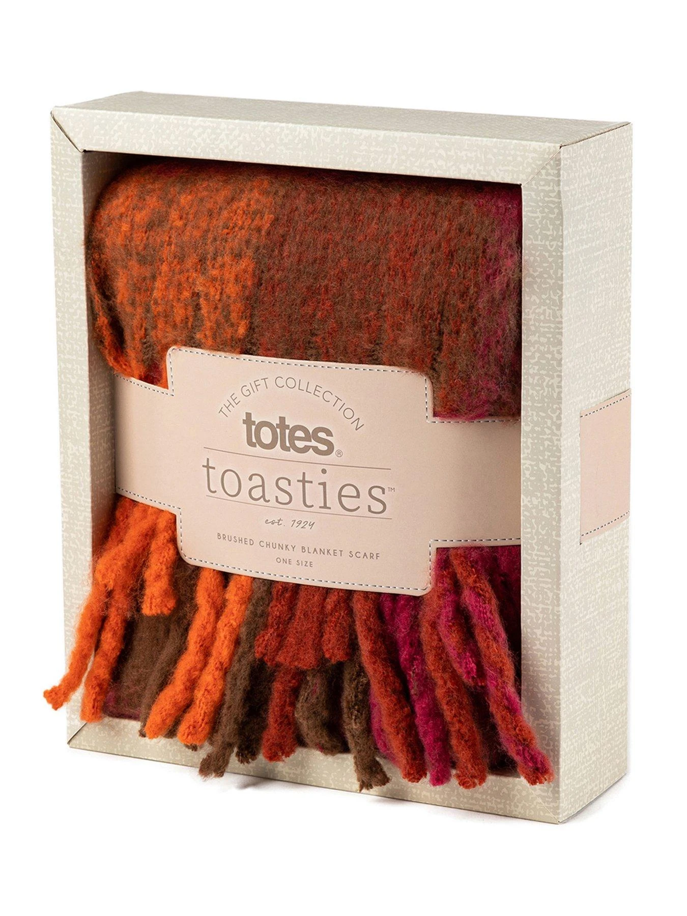 TOTES Ladies Chunky Check Woven Scarf - Orange 5 TOTES Ladies Chunky Check Woven Scarf - Orange - Image 3