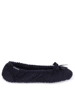 TOTES Isotoner Popcorn Terry Ballet Slippers - Black