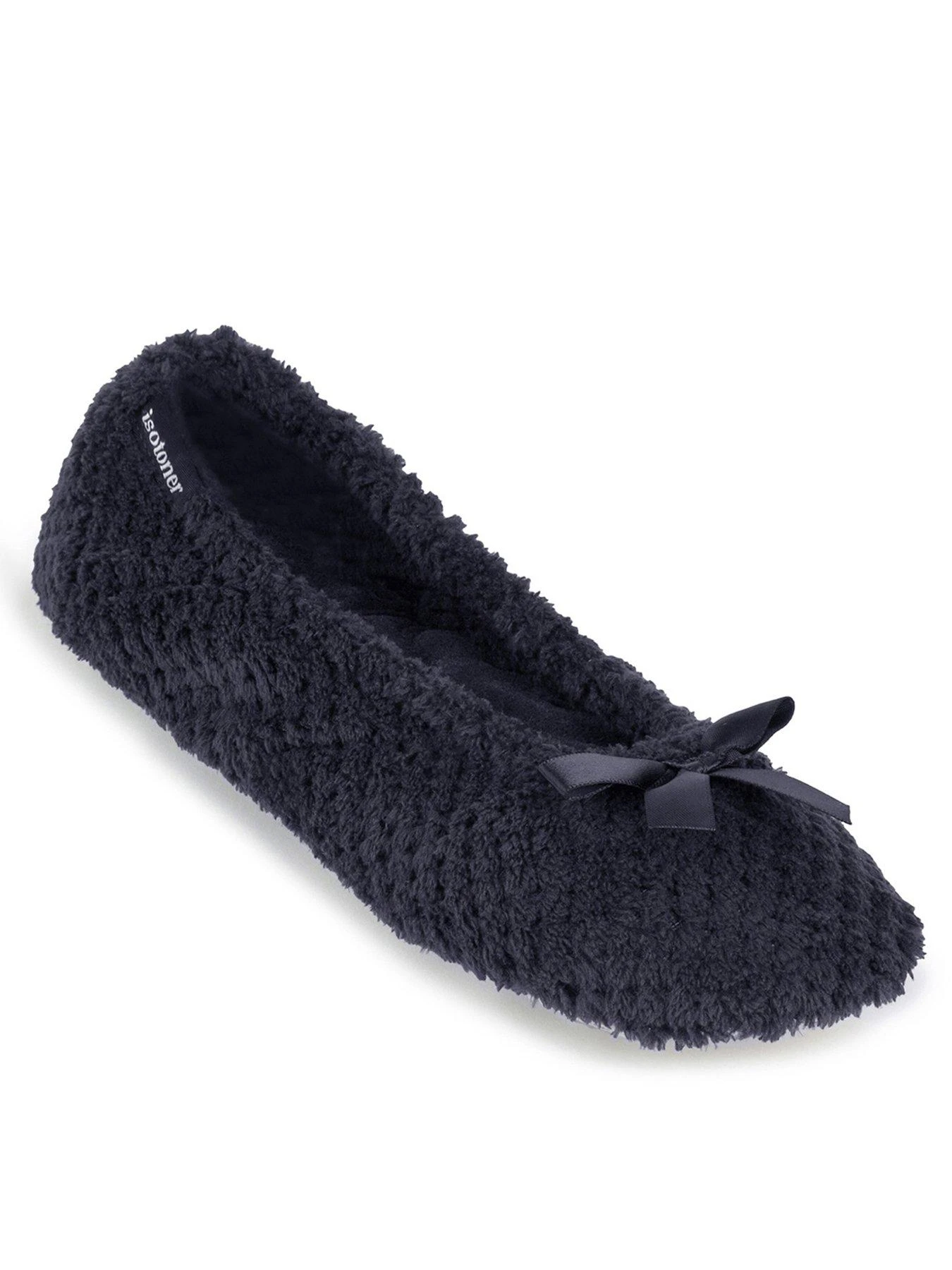 TOTES Isotoner Popcorn Terry Ballet Slippers - Black 4 TOTES Isotoner Popcorn Terry Ballet Slippers - Black - Image 2