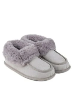 TOTES Isotoner Ladies Moccasin Bootie Slippers - Grey