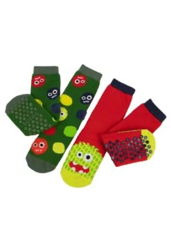 TOTES 2pk Original Younger Kids Monster Slipper Socks