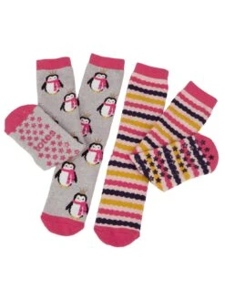TOTES 2pk Original Older Kids Penguin Slipper Socks