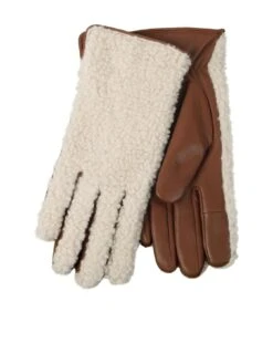 Totes 15 TOTES TOTES Isotoner Borg Smart Touch Glove With Zip Detail - Tan