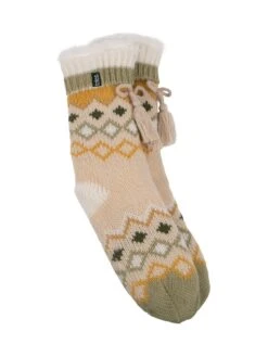 TOTES Totes1pp Fair Isle Slipper Socks With Tassel Poms - Contains Recycled Fabric