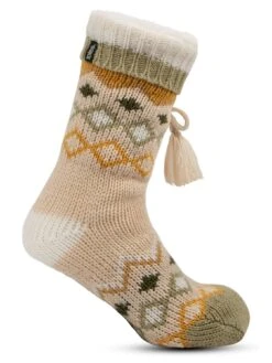 TOTES Totes1pp Fair Isle Slipper Socks With Tassel Poms - Contains Recycled Fabric -Totes VNS66 SQ4 0000000076 YELLOW MDd