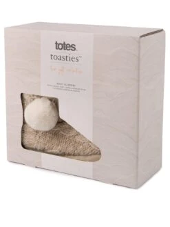 TOTES Cable Knit Boot Slippers - Cream -Totes VNVWV SQ3 0000000067 CREAM SLb