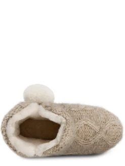 TOTES Cable Knit Boot Slippers - Cream -Totes VNVWV SQ4 0000000067 CREAM SLt