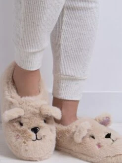 TOTES Novelty Bear Faux Fur Slippers - Cream -Totes VNVWX SQ2 0000000067 CREAM SLf