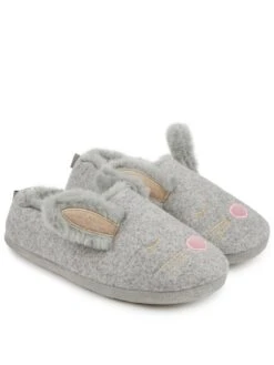 TOTES Novelty Bunny Slippers - Grey