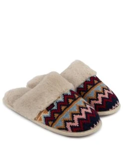 Totes 26 TOTES Fair Isle Knit Mule Slippers - Multi